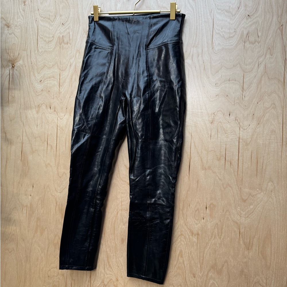 SPANX Faux Patent Leather Leggings Classic Black #20301R S - Picture 5 of 9